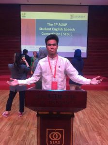 SLUC stude hailed Top 10 in international speech competition