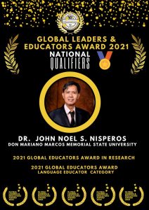 Prof. Noel Nisperos is National Nominee for Global Educators Award 2021