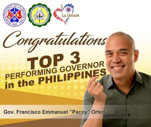 Gov. Pacoy Ortega is TOP 3 Performing Governor in the Philippines