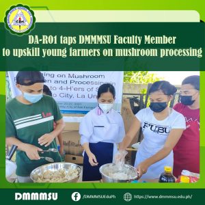 DA-RO1 taps DMMMSU Faculty Member to upskill young farmers on mushroom processing