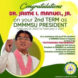 Dr. Manuel reaps outstanding mark from ECP, gets 2nd term as DMMMSU President