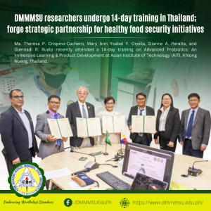 DMMMSU researchers undergo 14-day training in Thailand; forge strategic partnership for healthy…