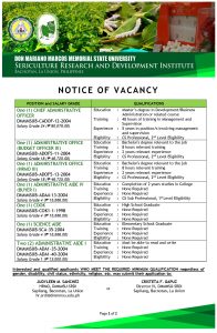 Notice of Vacancy