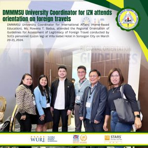 DMMMSU University Coordinator for IZN attends orientation on foreign travels