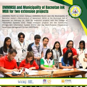DMMMSU and Municipality of Bacnotan ink MOA for two extension projects