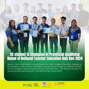 CE student is Champion in Provincial Qualifying Round of National Teacher Education…