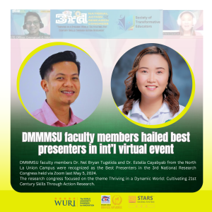 DMMMSU faculty members hailed best presenters in int’l virtual event