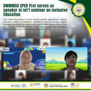 DMMMSU SPED Prof serves as speaker at int’l seminar on Inclusive Education