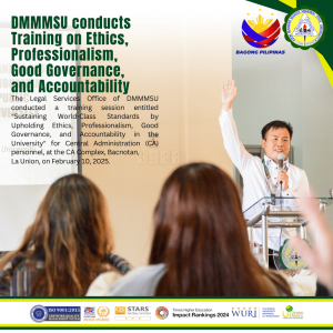 DMMMSU conducts Training on Ethics, Professionalism, Good Governance, and Accountability
