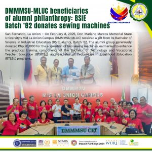 DMMMSU-MLUC beneficiaries of alumni philanthropy: BSIE Batch ‘82 donates sewing machines