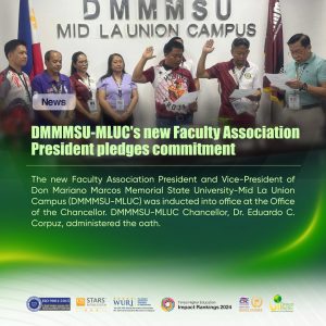 DMMMSU-MLUC's new Faculty Association President pledges commitment