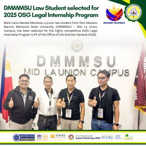 DMMMSU Law Student selected for 2025 OSG Legal Internship Program