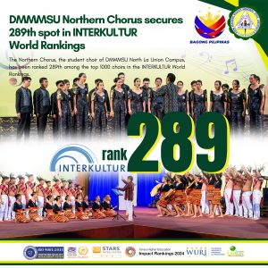 DMMMSU Northern Chorus secures 289th spot in INTERKULTUR World Rankings